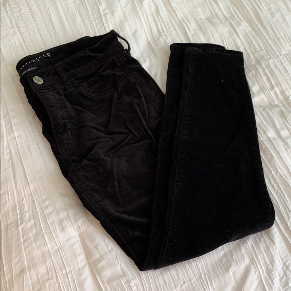 American Eagle Black Velvet Super Stretch Jeggings